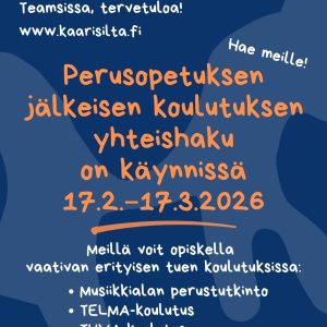 Artikkelin Perusopetuksen jälkeisen koulutuksen yhteishaku 17.2.–17.3.2026 esikatselukuva